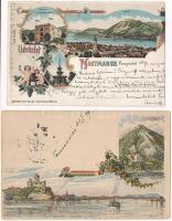 Visegrád, (Nagymaros, Esztergom) - 2 db régi képeslap, litho, Ezredéves Kiállítás / 2 pre-1900 postcards