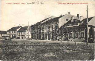 1911 Gyergyószentmiklós, Gheorgheni; Kossuth Lajos tér, Szilágyi szálloda és cukrászda, Málnásy Kristóf üzlete. Kossuth nyomda kiadása / square, hotel, confectionery, shops (r)