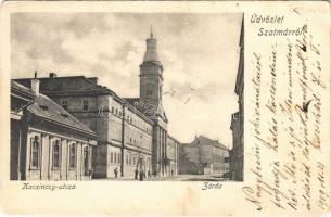 1909 Szatmárnémeti, Szatmár, Satu Mare; Kazinczy utca, zárda, üzlet. L.D.F. 140. / street view, nunnery, shop (kopott sarkak / worn corners)
