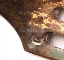 XIX. sz. Aranyozott ezüst keresztelő, egy személyes evőeszköz készlet díszdobozban, a kanál nyele hi...