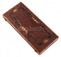 XIX. sz. Aranyozott ezüst keresztelő, egy személyes evőeszköz készlet díszdobozban, a kanál nyele hi...