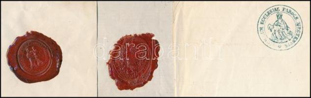 1864-1871 3 db latin nyelvű irat, Ófalváról, Szombathelyről, Zircről, 2 db-on viaszpecséttel, ceruzá...