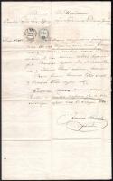 1860-1908 2 db kézzel írott levél, egyiken okmánybélyegek, viaszpecsét