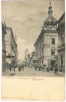 1900 Temesvár, Timisoara; Lonovics utca, Hungária szálloda / street view, hotel