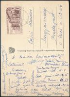 A magyar férfi kézilabda válogatott tagjainak aláírásai Csehszlovákiából írt képeslapon, közte: Fülöp László, Bakonyi Ernő stb.