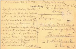 1917 Temesvár, Timisoara; Hunyadi kastély, építkezés. Hátoldalon levél Dr. Lechner Jenő (Lechner Ödö...