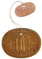 1949. 10Ft "A Lánchíd ujjáépítéséért 1849-1949" Cu bárca, számozott (42x55mm) T:2 kissé ha...