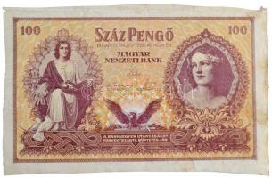 1943. 100P "Szálasi-kiadás" kiadatlan, sor- és sorozatszám nélkül, ívből kivágva T:III szé...