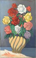 Vörös Géza jelzéssel: Virágcsendélet. Olaj, vászon. 60x40 cm