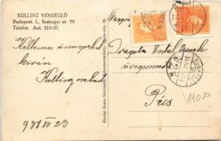 1938 Budapest XII. Farkasrét, Kolling vendéglő, étterem, pincér, Nyilvános Távbeszélő állomás. Sashe...