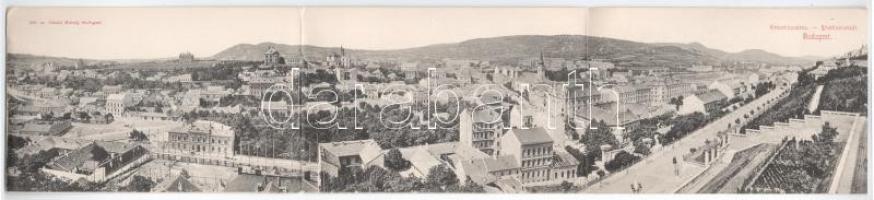 Budapest I. Krisztinaváros látképe. Divald Károly 249. sz. 3-részes kihajtható panorámalap / 3-tiled folding panoramacard (EK)