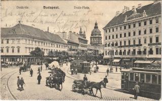 1905 Budapest V. Deák tér, villamos, Anker udvar, Kohn Fülöp üzlete, zongoraterem (EK)