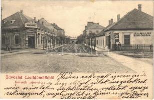 1905 Celldömölk, Kossuth Lajos utca, Szabó József szállodája, Szabó Lajos vendéglője, étterem. Radó J. kiadása (fl)