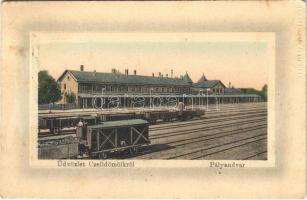 1913 Celldömölk, Pályaudvar, vasútállomás, vonat, vagon (fl)