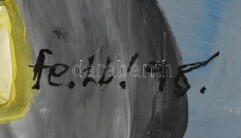 fe. LL. '98 jelzéssel: Ikrek. Olaj, papír. Keretben. 50x40 cm