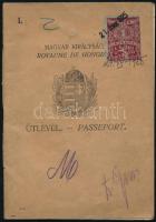 1925-1926 Magyar Királyság útlevele, fénykép nélkül, csehszlovák bejegyzésekkel.