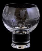Metszett üveg kínáló Virág mintás. Hibátlan. m:11,5 cm, d: 10 cm