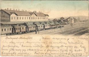 1902 Budapest XI. Kelenföld, vasútállomás, vonatok. Goldschmidt János kiadása