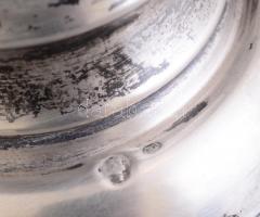 Ezüst (Ag) talpas kristály váza. apró csiszolási hibákkal, talp jelzett, billeg. 19 cm