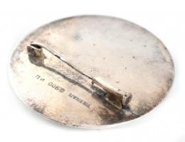 Ezüst (Ag) sárkányos kitűző. Jelzett, áttört. 14,5 g, d: 45 mm