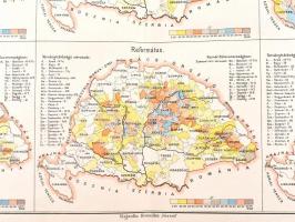 1893 Magyarország népessége hitfelekezetek szerint 1890. térkép, kiadja: Posner Károlya Lajos és Fia...