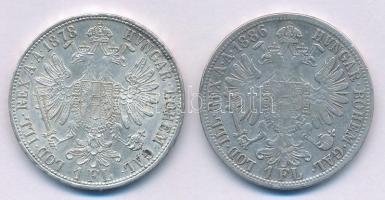 Ausztria 1878. 1Fl Ag "Ferenc József" + 1886. 1Fl Ag "Ferenc József" T:2,2-
Aus...