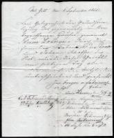 1855 A lipcsei Fabricius család és egy pesti ember közötti szerződés a Zrinyihez gyógyszertár átruházásáról a családtagok aláírásával