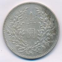 Kína 1921. 1$ (1Y) Ag "Yüan Shihkai" 7 karakter (26,80g) T:2,2- patina China 1921. 1 Dolla...
