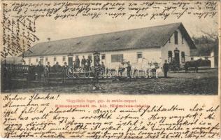 1903 Rimaszombat, Rimavska Sobota; M. kir. földmíves iskola, Négyökrös fogat, gép és eszköz csoport / farming school (EB)