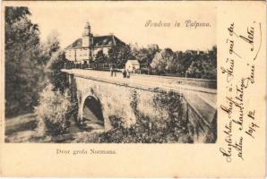 1912 Valpó, Valpovo; Dvor grofa Normana / Norman gróf kastélya, híd / castle, bridge (fl)