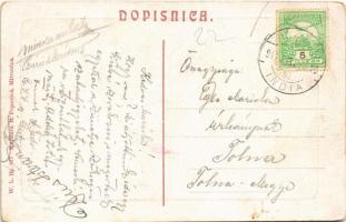 Szávaszentdemeter, Mitrovitz an der Save, Sremska Mitrovica; Trg. Khuena Héderváry / tér, takarékpén...