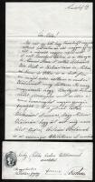 1862 Csiky Terézia levele testvérének Marosvásárhelyről (Erdély) keltezve az ottani farsangi bálokról, többek között két gróf Bethlen családtagról írva, eredeti borítékjával, szépen bélyegezve és pecsételve, szép állapotban