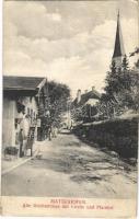 1917 Mattighofen, Alte Reichsstrasse mit Kirche und Pfarrhof / street view, church, parish (EK)