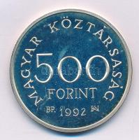 1992. 500Ft Ag "Károly Róbert" dísztokban, tanúsítvánnyal T:1- (PP) Adamo EM123