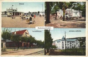 1931 Balatonalmádi, strand, kávéház, vasútállomás, Abbázia szálloda