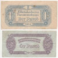 1944. 1P + 5P " A Vöröshadsereg Parancsnoksága" T:III fo. Adamo P41A,P43