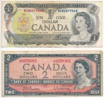Kanada 1954. 2$ + 1973. 1$ T:III Canada 1954. 2 Dollars + 1973. 1 Dollar C:F Krause KM#85, KM#76.b