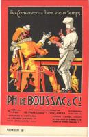 Les Conserves du bon vieux temps. Ph. de Boussac & Cie. (Toulouse) / French canned food advertising card. litho