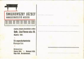 Smajkovszky József hangszerkészítő mester reklámlapja. Győr, Liszt Ferenc utca 20. / Hungarian piano makers advertising card (fl)