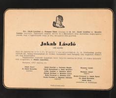 1916-1940 Jakab László (1899-1957) későbbi gyalogsági ezredes okmányai (4 db), benne a Ludovika Akad...