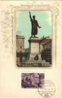 Budapest V. Petőfi szobor. Dombornyomott, szecessziós. Art Nouveau, Emb. + Bajcsy-Zsilinszky Endre bélyeg (EK)