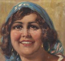 E Forlenza jelzéssel: Mosolygó hölgy arcképe. Olaj, vászon, javított sérüléssel. Historizáló, dekora...