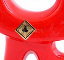 Piros kakas. 1960-as évek "art deco" Hungária iparművész kerámia. jelzett, kis kopással m:...