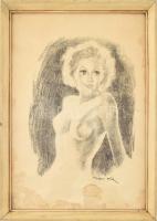 Fried Pál (1893-1955): Női akt. Litográfia, papír, jelzett a litográfián, lap széle foltos, üvegezett keretben, 45x31,5 cm
