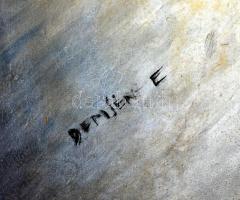 Demjén E jelzéssel: Női akt. Olaj, vászon, javított sérülésekkel. Sérült blondel keretben, 60x80 cm