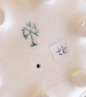 Ens porcelán kalapos lány, kézzel festett, jelzett, kis kopásnyomokkal, m: 17 cm