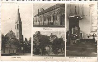 1946 Hódmezővásárhely, Isten háza, belső, népiskola, lelkészlak. photo  + inflációs díjjegyes bélyegek