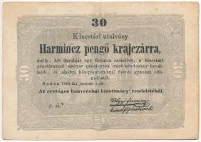 1849. 30kr Kossuth bankó dátumban -IKI sajtóhibával T:III Adamo G103h