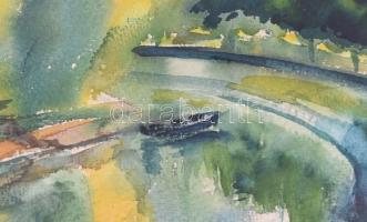 Jelzés nélkül: Esztergom. Akvarell, papír, üvegezett fa keretben,  25,5×35,5 cm