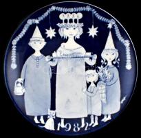 Gustavsberg svéd fali tányérok, 3 db, levonóképes, jelzett, kis kopásnyomokkal, d: 21,5 cm